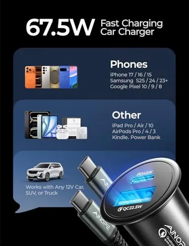 AINOPE 67.5W Car Charger Review: USB-C Fast Charger image 5
