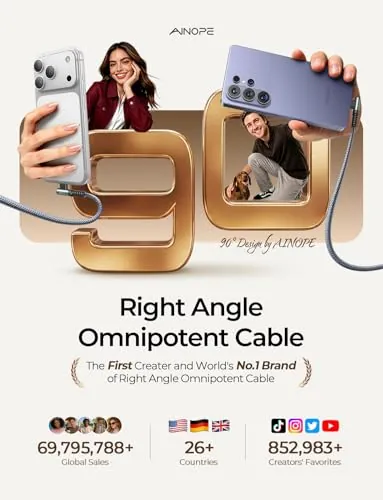 AINOPE USB to USB C Cable Review: Right-Angle Charger image 2