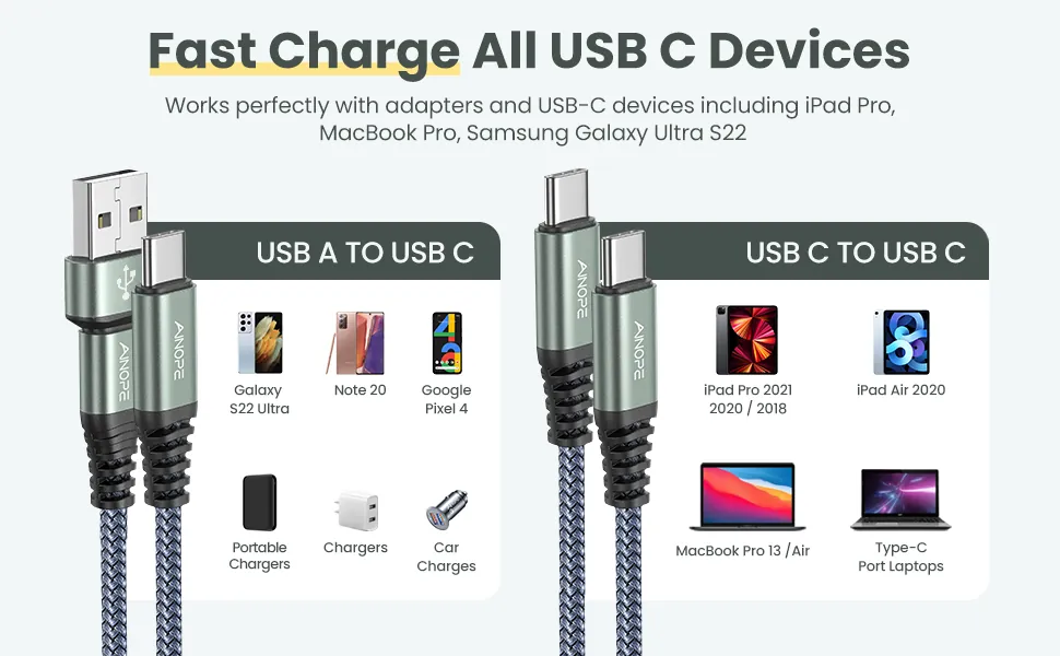 AINOPE 10FT USB C Cable Review: Long Fast Charging Cable image 7
