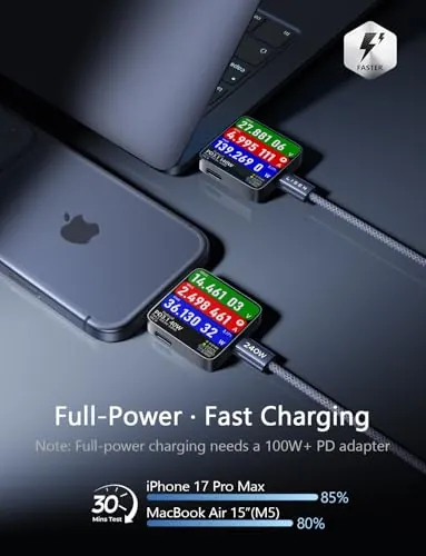LISEN 240W USB-C Cable Review: Fast Charging Cable Ranked image 3
