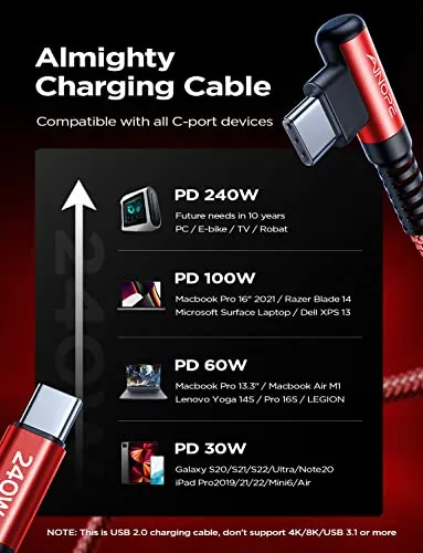 AINOPE 240W USB-C Cable Review: 10ft Fast Charging Cord image 4