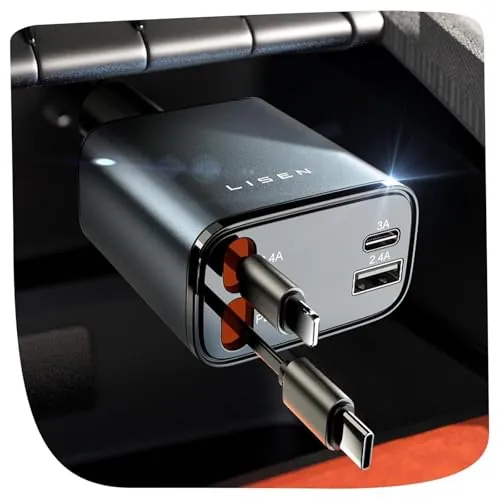 LISEN Retractable Car Charger Review: 84W USB-C Car Charger