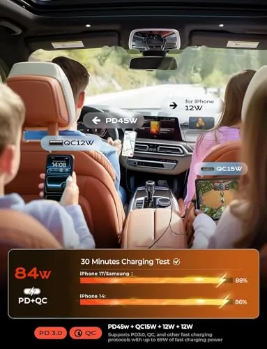 LISEN Retractable Car Charger Review: 84W USB-C Car Charger image 6